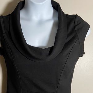 White House Black Market cap sleeve ponte shirt with portrait collar, Med